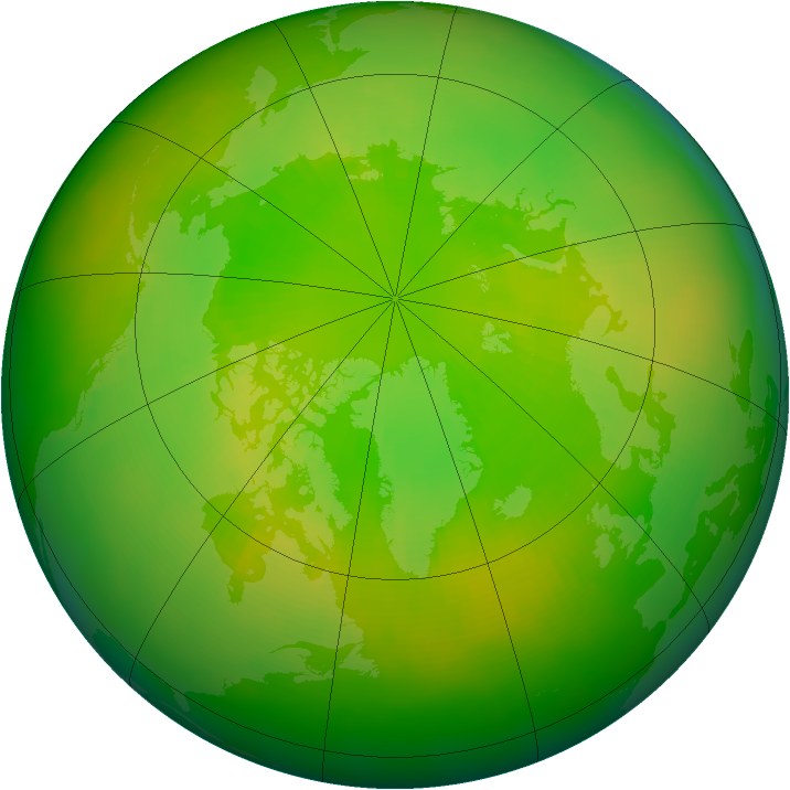 Arctic ozone map for June 2003